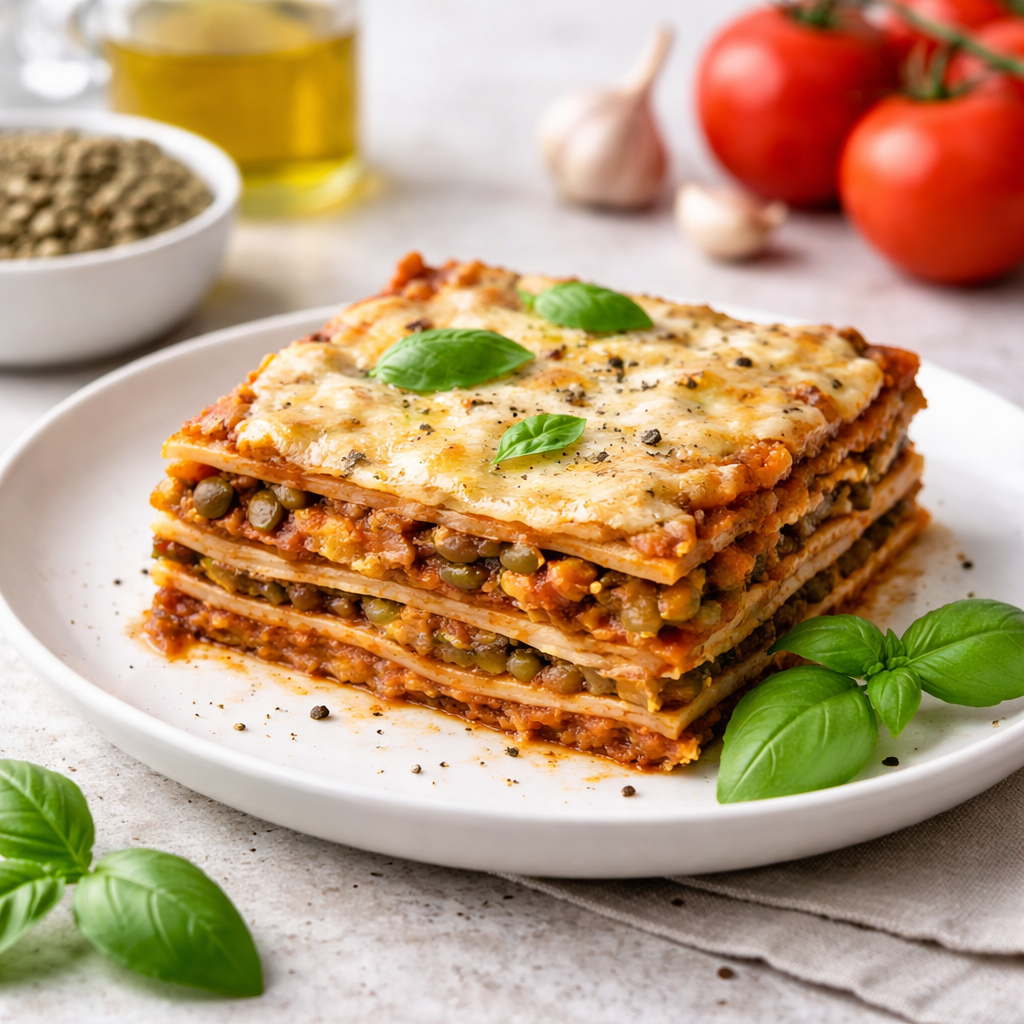Vegetariánská lasagne s bazalkou